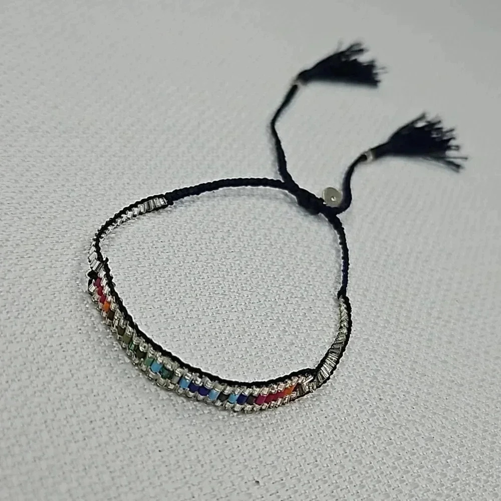 Stella & Dot Unity Wishing Bracelet Beaded Rainbow Pulley Closure